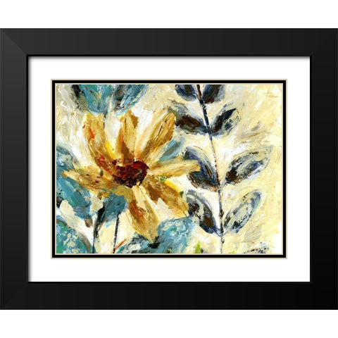 Textured Floral II Black Modern Wood Framed Art Print with Double Matting by Brey