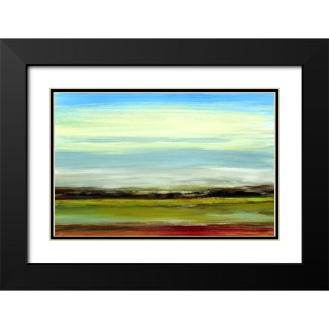 Seaview Landscape Black Modern Wood Framed Art Print with Double Matting by Brey