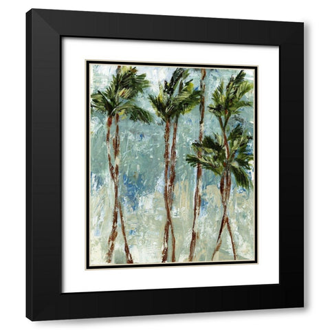 Palm Impressions Black Modern Wood Framed Art Print with Double Matting by Brey