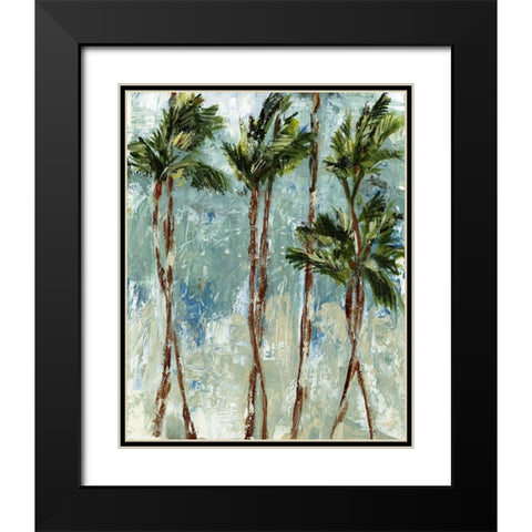 Palm Impressions Black Modern Wood Framed Art Print with Double Matting by Brey