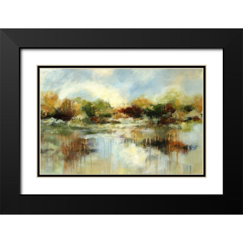 Autumn Pond Black Modern Wood Framed Art Print with Double Matting by Brey