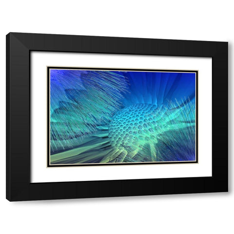 Emerge in Blue Black Modern Wood Framed Art Print with Double Matting by Bartola