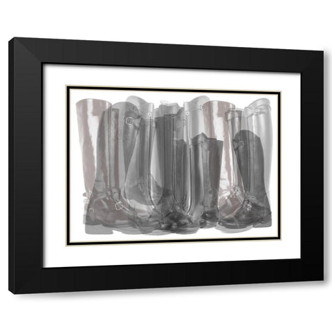 Polo Boots Black and White Black Modern Wood Framed Art Print with Double Matting by Bartola