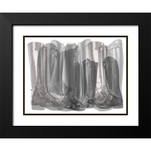 Polo Boots Black and White Black Modern Wood Framed Art Print with Double Matting by Bartola