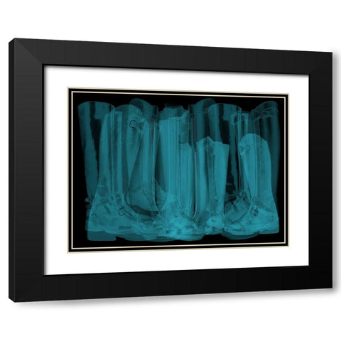 Polo Boots Blue Black Modern Wood Framed Art Print with Double Matting by Bartola