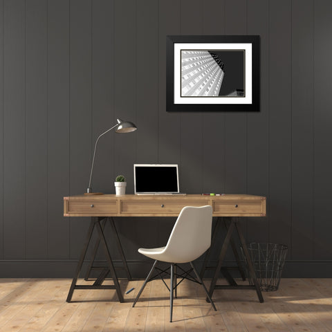 Skytower II Black and White Black Modern Wood Framed Art Print with Double Matting by Bartola