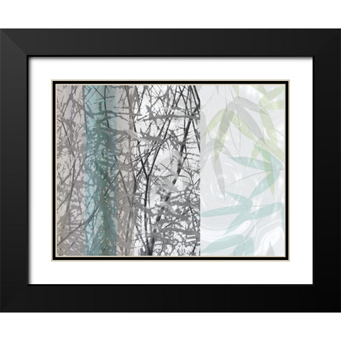 Silver Leaf Black Modern Wood Framed Art Print with Double Matting by Franklin