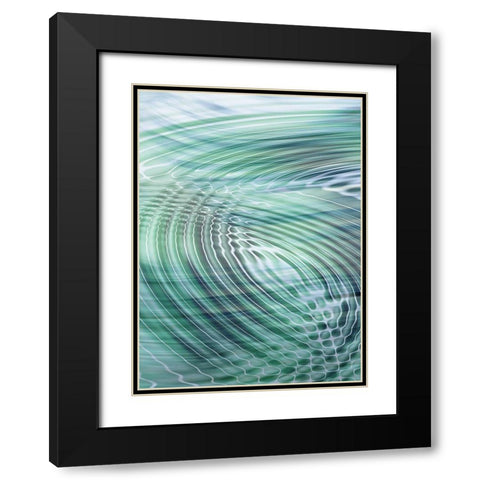 Movement II Teal Black Modern Wood Framed Art Print with Double Matting by Franklin