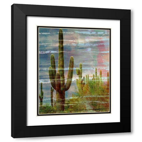 Cactus Landscape I Black Modern Wood Framed Art Print with Double Matting by Simons