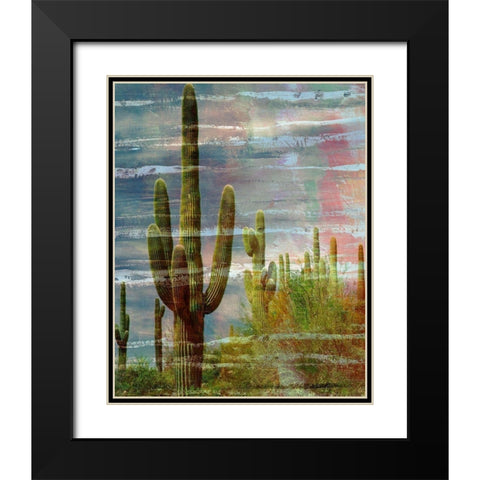 Cactus Landscape I Black Modern Wood Framed Art Print with Double Matting by Simons