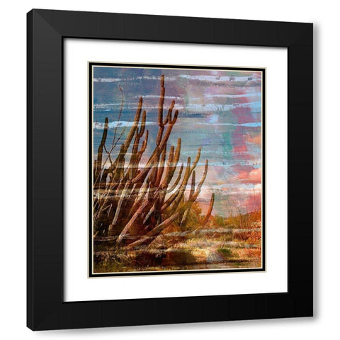 Cactus Landscape II Black Modern Wood Framed Art Print with Double Matting by Simons