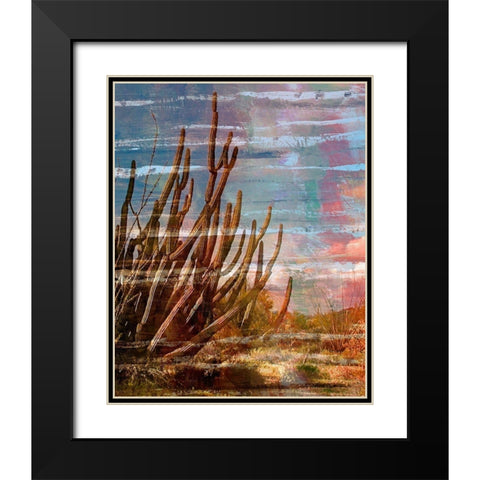 Cactus Landscape II Black Modern Wood Framed Art Print with Double Matting by Simons