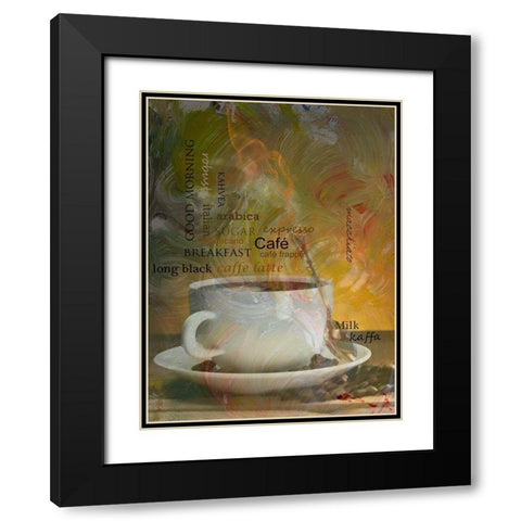 Café Espresso Black Modern Wood Framed Art Print with Double Matting by Simons
