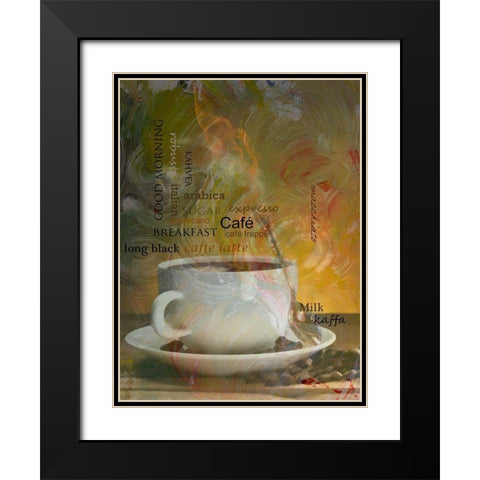 Café Espresso Black Modern Wood Framed Art Print with Double Matting by Simons