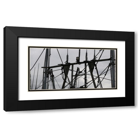 Convergent I Black Modern Wood Framed Art Print with Double Matting by Simons