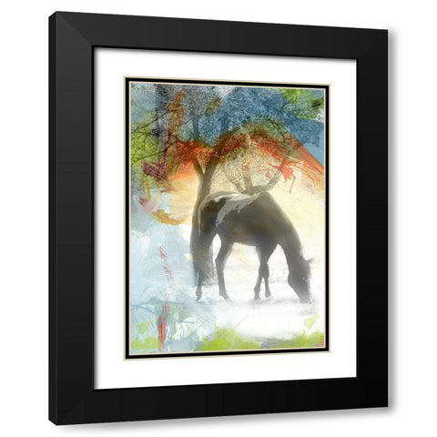 Grazin Black Modern Wood Framed Art Print with Double Matting by Simons