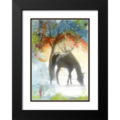 Grazin Black Modern Wood Framed Art Print with Double Matting by Simons