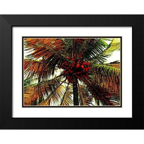 Neon Palm Hot Black Modern Wood Framed Art Print with Double Matting by Simons