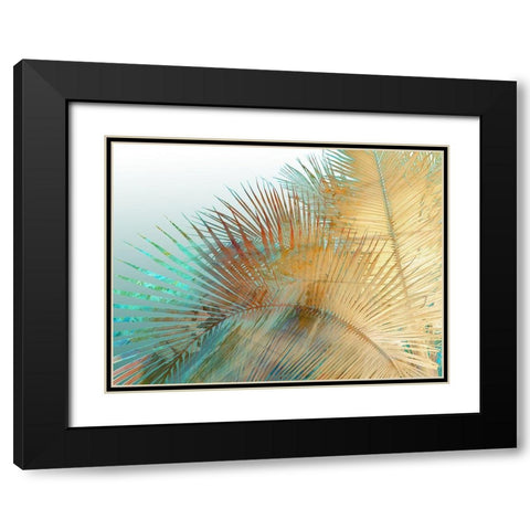 Painted Palm I Black Modern Wood Framed Art Print with Double Matting by Simons