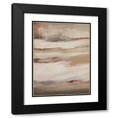 Earthtone Abstract B Black Modern Wood Framed Art Print with Double Matting by Hinz