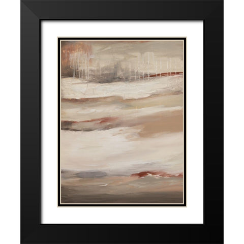 Earthtone Abstract B Black Modern Wood Framed Art Print with Double Matting by Hinz