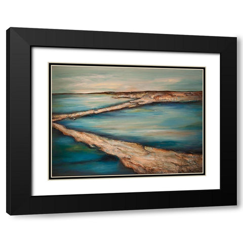 Zig Zag Landscape Black Modern Wood Framed Art Print with Double Matting by Hinz