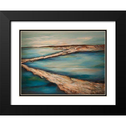 Zig Zag Landscape Black Modern Wood Framed Art Print with Double Matting by Hinz