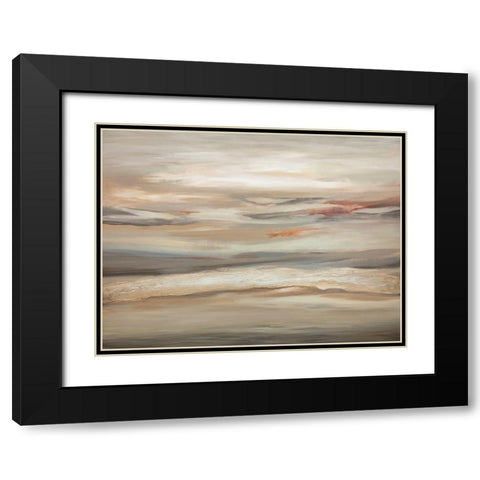 Earthtone Abstract Black Modern Wood Framed Art Print with Double Matting by Hinz