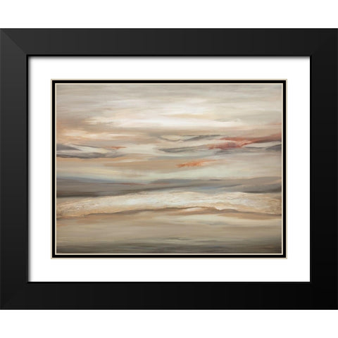 Earthtone Abstract Black Modern Wood Framed Art Print with Double Matting by Hinz