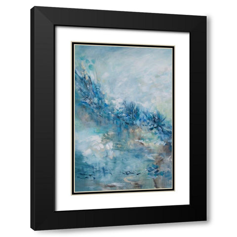 Abstract Floral Black Modern Wood Framed Art Print with Double Matting by Hinz