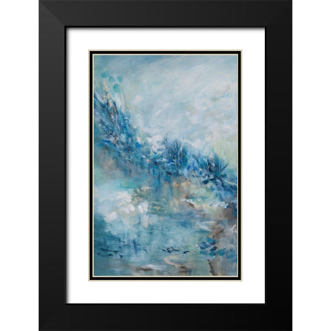 Abstract Floral Black Modern Wood Framed Art Print with Double Matting by Hinz