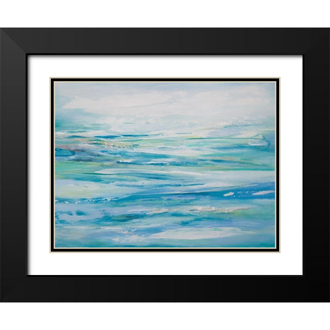 Abstract Seascape Black Modern Wood Framed Art Print with Double Matting by Hinz