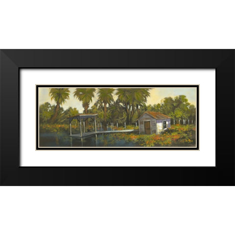 Fishing Hole Black Modern Wood Framed Art Print with Double Matting by Larson