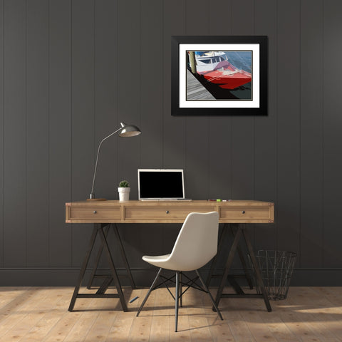 Red Boat Black Modern Wood Framed Art Print with Double Matting by Mack
