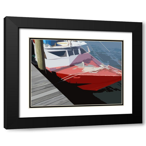 Red Boat Black Modern Wood Framed Art Print with Double Matting by Mack