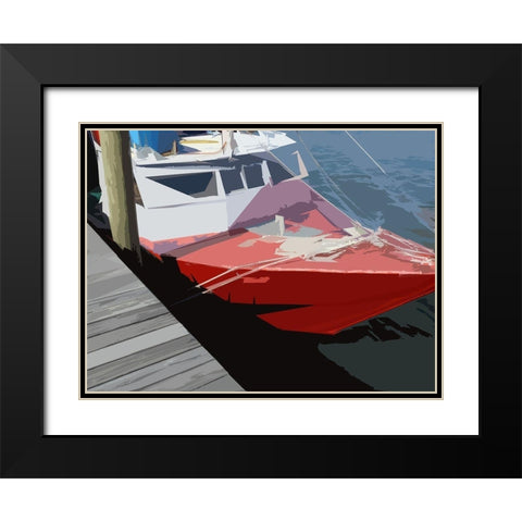 Red Boat Black Modern Wood Framed Art Print with Double Matting by Mack