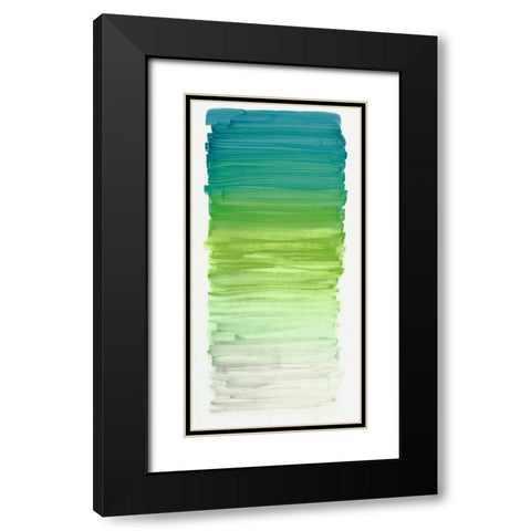 Color Strip Aqua Black Modern Wood Framed Art Print with Double Matting by King