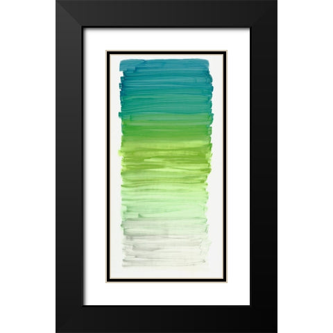 Color Strip Aqua Black Modern Wood Framed Art Print with Double Matting by King