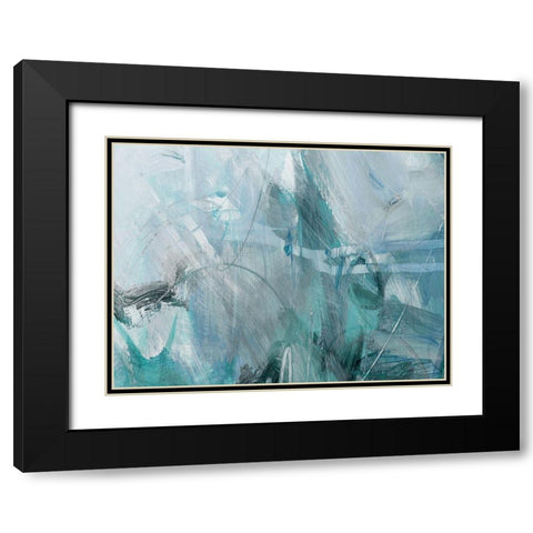 Xpress Blue Black Modern Wood Framed Art Print with Double Matting by King