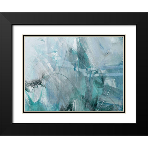 Xpress Blue Black Modern Wood Framed Art Print with Double Matting by King