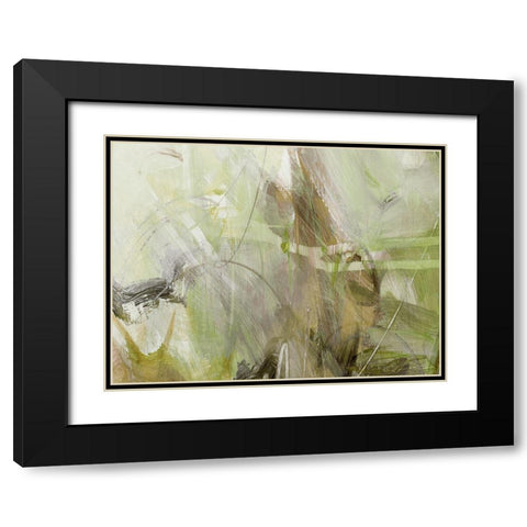 Xpress Green Black Modern Wood Framed Art Print with Double Matting by King