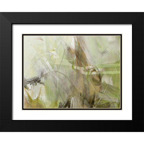 Xpress Green Black Modern Wood Framed Art Print with Double Matting by King