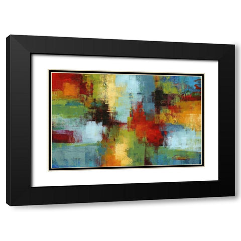 Colorburst Black Modern Wood Framed Art Print with Double Matting by King