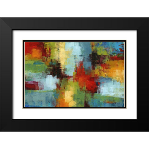 Colorburst Black Modern Wood Framed Art Print with Double Matting by King