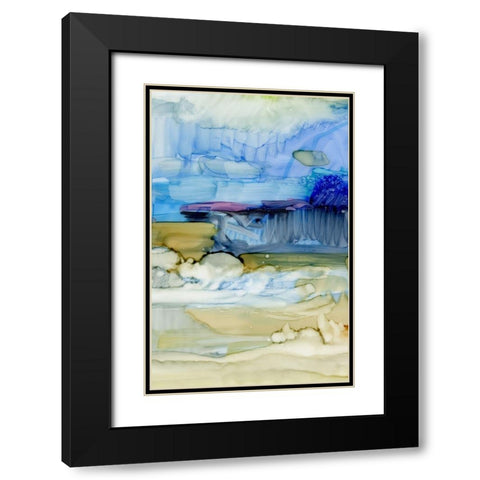 Fluid II Black Modern Wood Framed Art Print with Double Matting by King