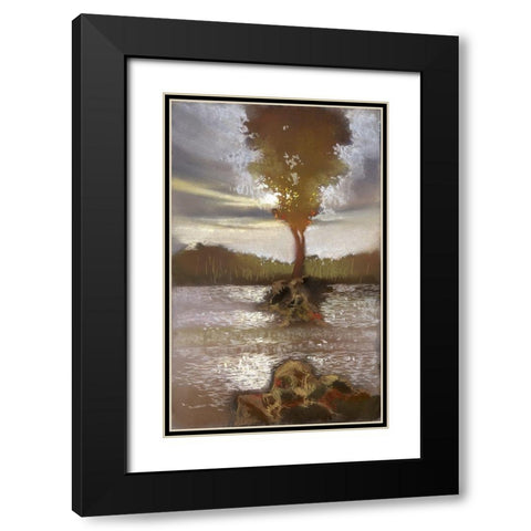 Ripple Effect II Black Modern Wood Framed Art Print with Double Matting by Ricci