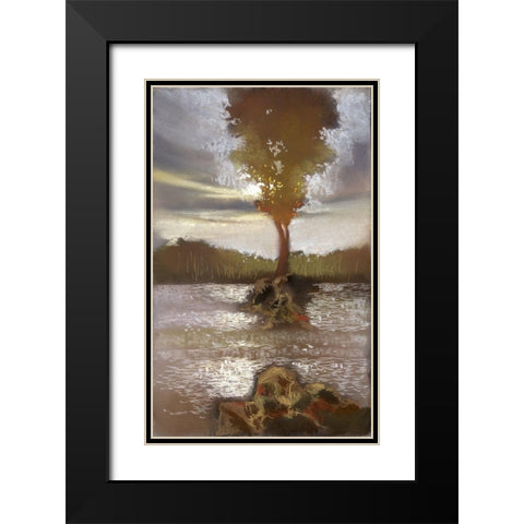 Ripple Effect II Black Modern Wood Framed Art Print with Double Matting by Ricci