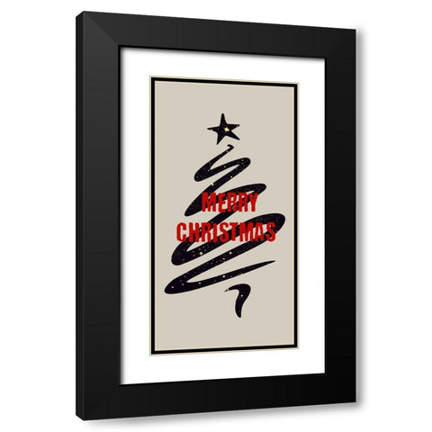 Merry Christmas Black Modern Wood Framed Art Print with Double Matting by Phillip, Jamie