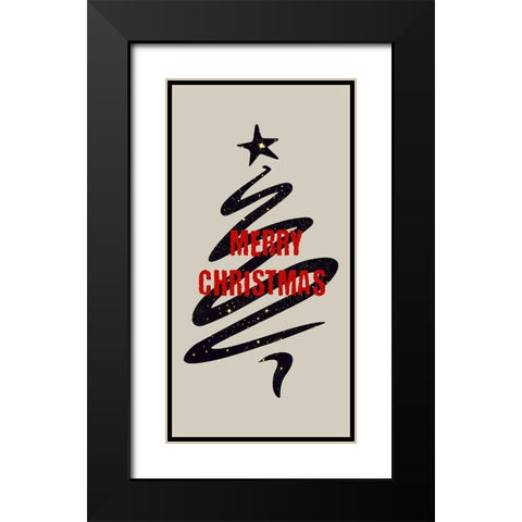 Merry Christmas Black Modern Wood Framed Art Print with Double Matting by Phillip, Jamie