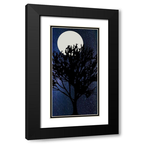 Night Moon Black Modern Wood Framed Art Print with Double Matting by Phillip, Jamie